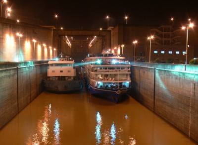 Inside the locks at the Three Gorges Dam