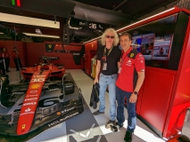 With Scuderia Ferrari test driver Marc Gene in the Ferrari garage