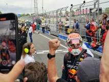 Winner Max Verstappen celebrating with team Red Bull