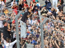 Lewis Hamilton greeting fans after the race