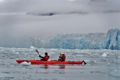 Us kayaking at Lilliehookbreen, Svalbard