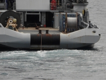 Le Commandnant Charcot under tow off Ittoqqortoormiit, Greenland