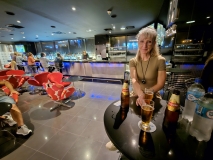 Enjoying a local Peruvian beer, Cusquena (pronounced cus-keyna) at the airport hotel in Lima, Peru shortly after landing from Los Angeles.