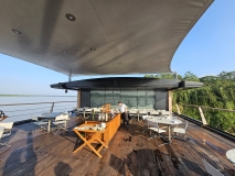 Breakfast on aft deck, Ucayali River