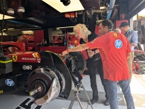 In the Ferrari garage with former F1 driver Marc Gene.