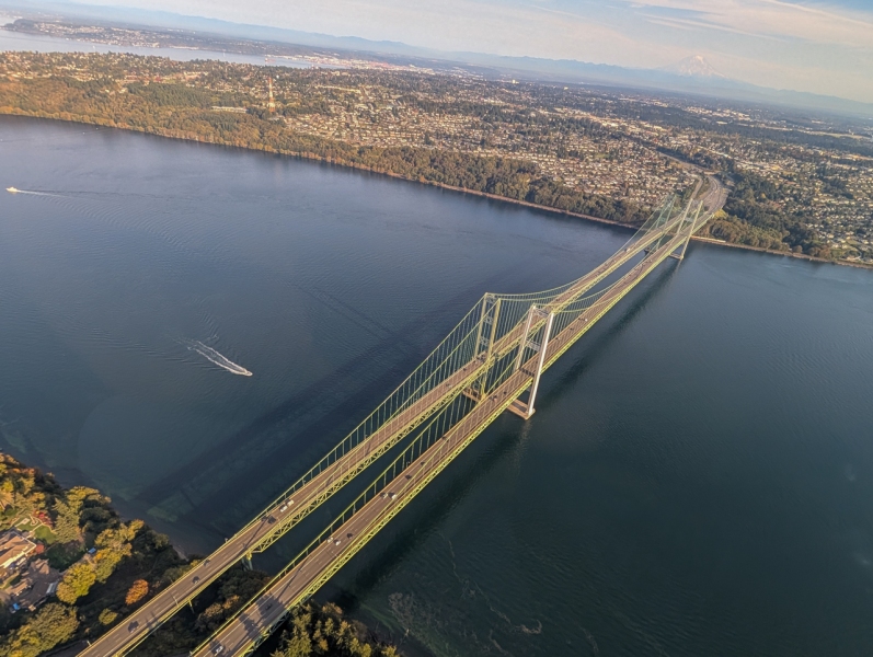 Tacoma Narrows Bridge on Helicopter Tour from Seattle